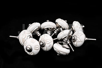 JGARTS 20 Knobs White Hand Painted Ceramic Knobs Cabinet Drawer Pull - color: White
