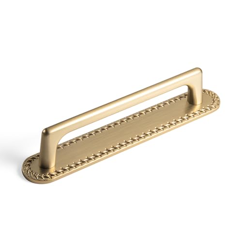 Goo-Ki Champgne Bronze Cabinet Pulls with Backplate- 2 Pack 5''(128MM) Hole Centers Zinc Alloy Drawer Handle - color: Champgne Bronze, size: 5'' Hole Centers, style: Round Corner Backplate 2
