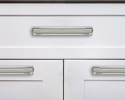 khtumeware 5 Pack 3-3/4 Inch(96 mm) Center to Center Brushed Satin Nickel Cabinet Pull Backplate with Base Plate Zinc Solid Kitchen Cabinet Handles Drawer Pulls Cabinet Hardware - color: Brushed Nickel, size: 3-3/4"(96mm) Hole Center