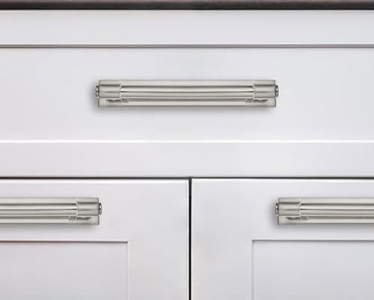 khtumeware 5 Pack 3-3/4 Inch(96 mm) Center to Center Brushed Satin Nickel Cabinet Pull Backplate with Base Plate Zinc Solid Kitchen Cabinet Handles Drawer Pulls Cabinet Hardware - color: Brushed Nickel, size: 3-3/4"(96mm) Hole Center