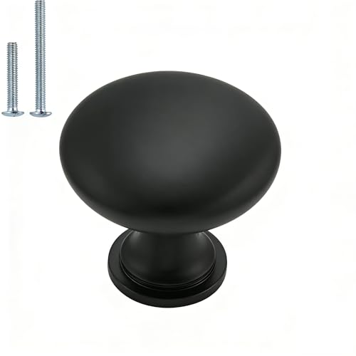 homdiy 20 Pack Black Round Cabinet Knobs, Solid Zinc Alloy - color: Matte Black, size: 20 Pack