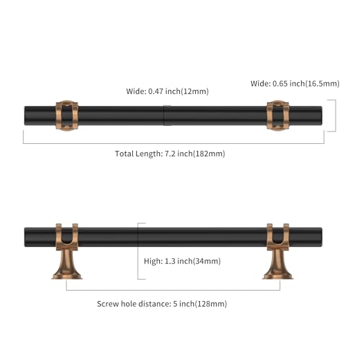 Asidrama 10 Pack 5 Inch(128mm) Champagne Bronze and Matte Black Kitchen Cabinet Handles, Cabinet Pulls Kitchen Cabinet Hardware Cupboard Handles Drawer Pulls - color: Black-Champagne Bronze, size: 5" Hole Center, style: 10 Pack