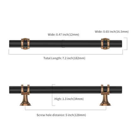 Asidrama 10 Pack 5 Inch(128mm) Champagne Bronze and Matte Black Kitchen Cabinet Handles, Cabinet Pulls Kitchen Cabinet Hardware Cupboard Handles Drawer Pulls - color: Black-Champagne Bronze, size: 5" Hole Center, style: 10 Pack