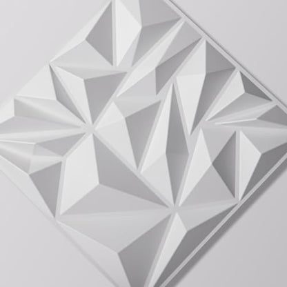 Art3d 33-Pack Modern Diamond Textured 3D Wall Panels, 12 x 12 in, White - color: White, size: 12x12 Inch 33 pcs