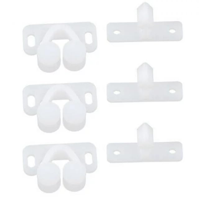 3Pcs White Marine Boat Ball Catch Door Cupboard Spring Back Plates Roller Latch Plastic Catches Cabinet Hardware