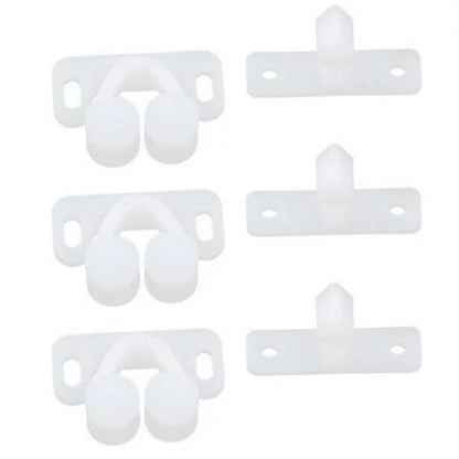 3Pcs White Marine Boat Ball Catch Door Cupboard Spring Back Plates Roller Latch Plastic Catches Cabinet Hardware