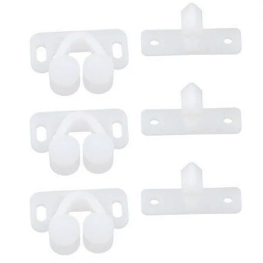 3Pcs White Marine Boat Ball Catch Door Cupboard Spring Back Plates Roller Latch Plastic Catches Cabinet Hardware