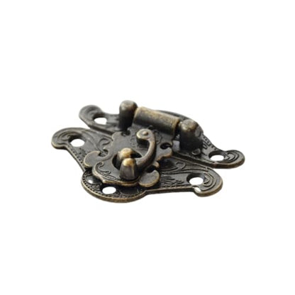 (4 Sets) Retro Jewelry Box Latches Hooks, Small Latches for Wooden Boxes Zinc Alloy, Antique Cabinet Furniture Hasp Clasp - Bronze Tone