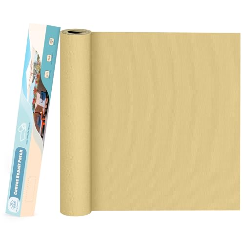 KING MOUNTAIN Canvas Repair Patch 16×30 Inch Self-Adhesive Waterproof Fabric Patch for Sofas, Tents, Furniture,Tote Bags, Car Seats (Beige-1) - color: Beige-1, size: Canvas-16"W×30"L