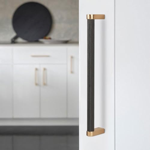 10 Pack 12-5/8 Inch (320mm) Black and Champagne Bronze Kitchen Cabinet Handles Knurled Cabinet Pulls Black Drawer Pulls Kitchen Hardware - color: Black And Champagne Bronze, size: 12-5/8'' Hole Center(320mm)