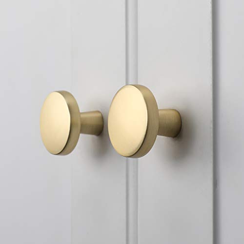 Haliwu 20 Pack Brushed Gold Cabinet Knobs Solid Drawer Knobs - color: Brushed Gold & Round