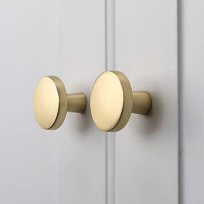 Haliwu 20 Pack Brushed Gold Cabinet Knobs Solid Drawer Knobs - color: Brushed Gold & Round