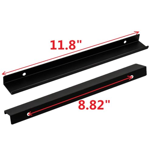 Edge Pull Handles, 11.8 Inch Black, 8.82 Inch Spacing, 6Pcs - color: Black, size: 300mm/11.8", style: Straight Edge