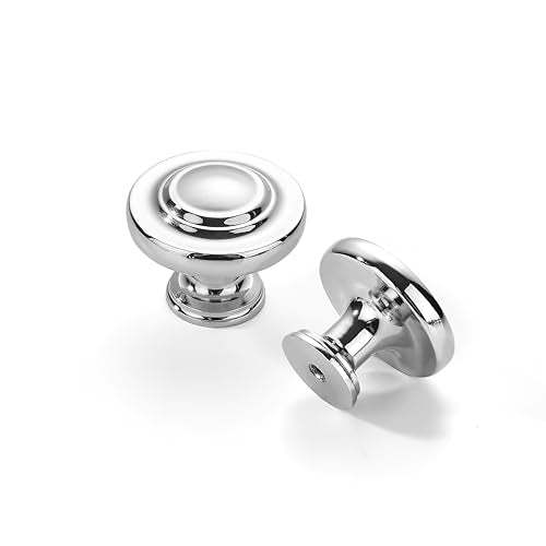 khtumeware 4 Pack Large 1-3/4 Inch Cabinet Knob, Metal Zinc Alloy Handle, Polished Chrome Drawer Handle, Bifold Closet/Wardrobe/Cabinet/Bathroom Cabinet Door Knobs, Durable - color: Polished Chrome, size: 1-3/4 Inch Diameter-Knob