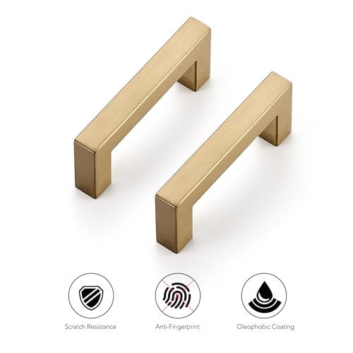 Ravinte Champagne Bronze Square Pulls Cabinet Handles,3 Inch,30 Pack - color: Champagne Bronze, size: 3 Inch Hole Center