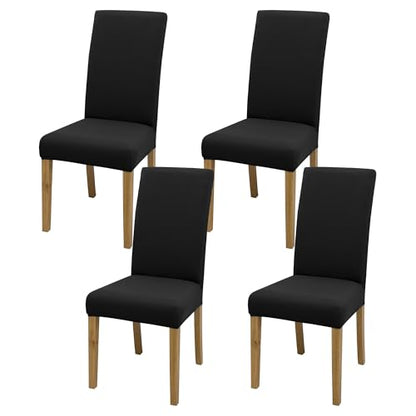 Dining Chair Covers, Stretch Seat Covers, Washable Furniture Protector - color: .Black, size: ‌Milk Silk