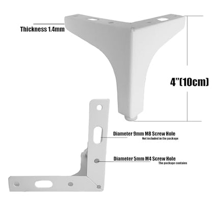4 inch White Metal Furniture Legs,Set of 4,1.4mm Thick - color: White, size: 4 inch (1.4 thick)