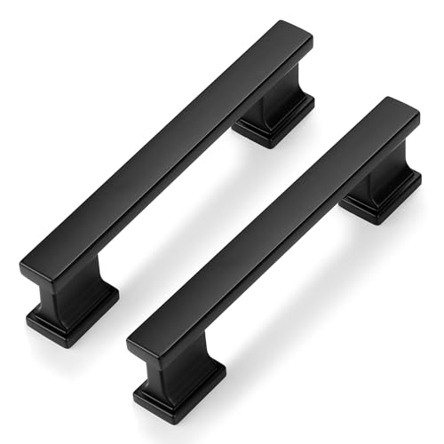 Probrico 10 Pack 3 3/4 Inch Matte Black Cabinet Handles, Heavy-Duty Drawer Pulls for Dresser Hardware, Corrosion-Resistant Pulls for Cabinets and Drawers - color: Black, size: 3.75 inch hole center