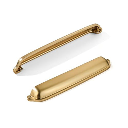khtumeware 10 Pack Brushed Brass Cup Pulls 6 Inch Center to Center - Cabinet & Drawer Handles for Kitchen Hardware - color: Brushed Brass, size: 6"(152mm) Hole Center