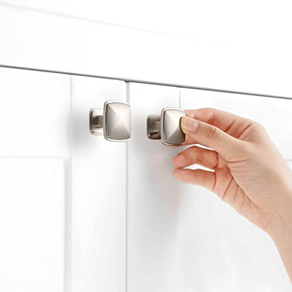 Brushed Nickel Cabinet Knobs Square Cabinet Pulls 10 Pack 1990 - color: Brushed Nickel, size: 1-1/4 Inches, style: 10 Pack Square Knob