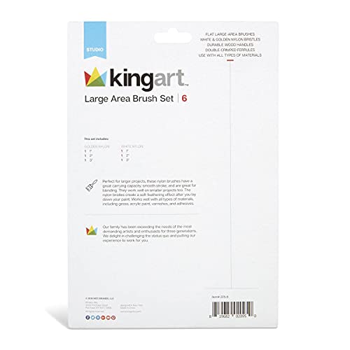 KINGART 6-Piece Paint Brushes Set for Acrylic Painting, Oil Watercolor Acrylic Paint Brush, Artist Paintbrushes for Body Face Rock Canvas, Arts Crafts Supplies