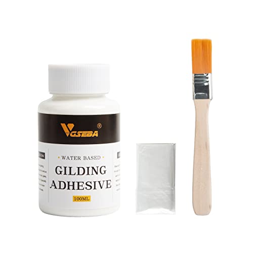 Gold Leaf Adhesive,Gilding Adhesive,Gold Leaf Glue for Craft, Arts, Wood Use (100ml + Brush + Gloves) - color: 100ml Glue