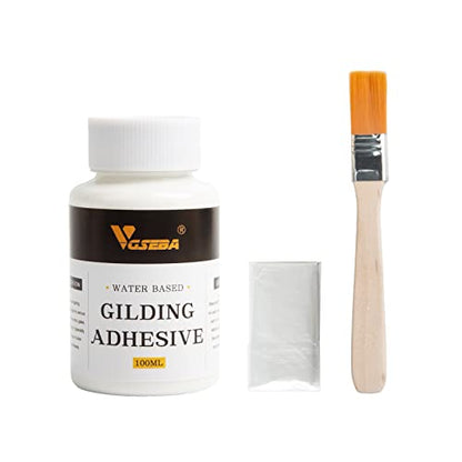 Gold Leaf Adhesive,Gilding Adhesive,Gold Leaf Glue for Craft, Arts, Wood Use (100ml + Brush + Gloves) - color: 100ml Glue