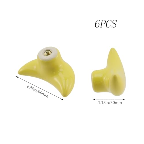Dnyta 6 Pcs Moon Shaped Ceramic Knobs Glossy Ceramic Pulls Drawer Knobs - style: Yellow,Moon Shaped