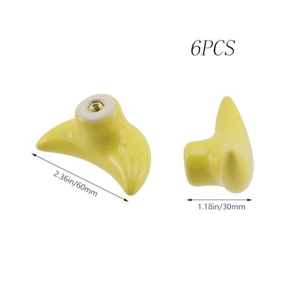 Dnyta 6 Pcs Moon Shaped Ceramic Knobs Glossy Ceramic Pulls Drawer Knobs - style: Yellow,Moon Shaped