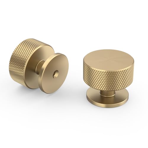 Amerdeco 10 Pack Champagne Bronze Knurled Cabinet Knobs Single Hole 1.2 Inch Diameter Round Drawer Knobs for Bathroom Cabinets K0017 - color: Champagne Bronze