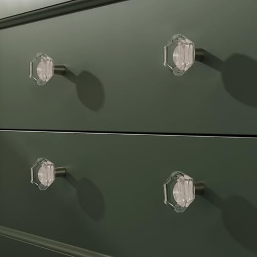 4 Pack Hexagon Crystal Cabinet Knobs,1-1/4 Inch, Brushed Nickel - color: Nickel-4 pack, size: Hexagon