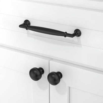 10 Pack Matte Black Cabinet Pulls 5 Inch(128mm) Kitchen Cabinet Handles Solid Zinc Alloy Cabinet Hardware Drawer Pulls - color: Matte Black, size: 5" Hole Center