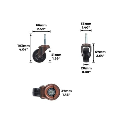 Shepherd Hardware 9345 2-Inch Medium Duty Stem Caster, 2-Pack,Black