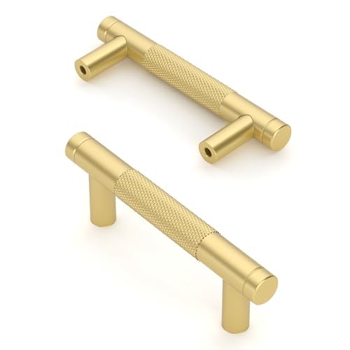 Asidrama 10 Pack 2.5 Inch(64mm) Brushed Gold Cabinet Pulls Heavy-Duty Solid Kitchen Cabinet Handles Gold Dresser Drawer Hardware for Bathrooms Cabinets - color: Brushed Gold, size: 2.5" Hole Center, style: 10 Pack