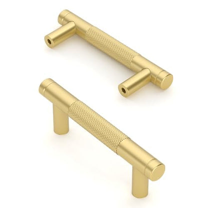 Asidrama 10 Pack 2.5 Inch(64mm) Brushed Gold Cabinet Pulls Heavy-Duty Solid Kitchen Cabinet Handles Gold Dresser Drawer Hardware for Bathrooms Cabinets - color: Brushed Gold, size: 2.5" Hole Center, style: 10 Pack