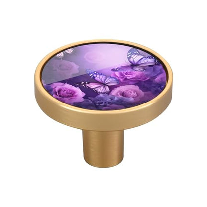 4 Pack Purple Butterfly Cabinet Knobs Round 1-1/4 Inch (32 mm) Dresser Drawer Pulls Kitchen Cabinet Hardware Handles Knobs for Dresser Kitchen Drawer - color: C195