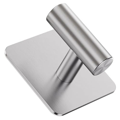 Aikzik 4 Pack Large Heavy Duty Wall Hooks - 26lb Max, Stainless Steel Adhesive Towel Hook, Shower Hooks for Hanging Towel, Coat, Robe, Wall Hook for Use in Bathroom, Kitchen and Door - color: Sliver