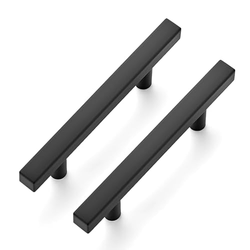 Ravinte Hardware Matte Black Cabinet Handles Drawer Pulls 3 Inch CC 10 Pack - color: Matte Black Square T-Shaped, size: 3" Hole Center