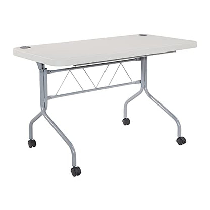 Office Star Resin Multipurpose Flip Training Table with Locking Casters for Home or Office, 4 Feet Light Gray - size: 4 feet
