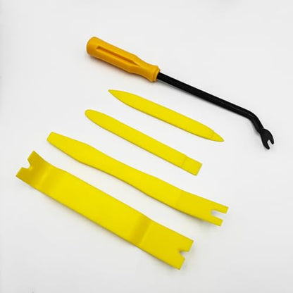 5 PCS Auto Trim Removal Tool Kit, No Scratch Plastic Interior Door Panel Clip Fastener Removal Pry Set, Vehicle Audio Dash Window Molding Remover Tool Kit, Car Accessories (Yellow) - color: Yellow