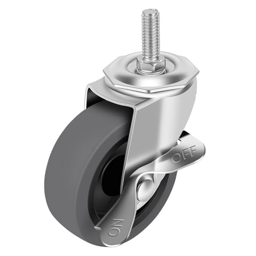 Caster Wheels, 3" Locking Swivel Threaded Stem Casters Set with Brake of 64 - color: Grey, size: Grey-64pack