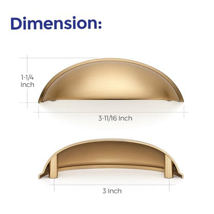 Ravinte Champagne Bronze Cabinet Pulls Drawer Cup Handles 3 Inch 24 Pack - color: Champagne Bronze