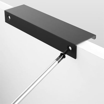 10 Pack Cabinet Handle Hidden Black Drawer Edge Pulls, Modern Style Dressing Table Wardrobe Kitchen Wall Cabinet Finger Edge Handle (Black, Length 9.8"/Hole Distance 7.6") - size: Length 9.8"/Hole Distance 7.6"