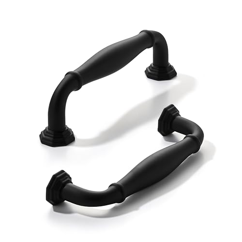 khtumeware 10 Pack 3 Inch(76mm) Matte Black Cabinet Pulls Vintage Cabinet Handles Heavy Duty Solid Cabinet Hardware for Cupboard Drawer Pulls Dresser Handle - color: Matte Black, size: 3 inch Hole Center