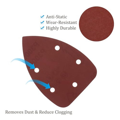 60pcs Mouse Sander Detail Sandpaper 3000Grit 3.5"x5.5" Triangle