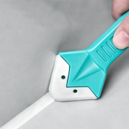 Silicone Caulking Tool 3 in 1 Stainless Steel Head Scraper Caulk Remover Sealant for Kitchen Bathroom Window, Cyan - color: Cyan