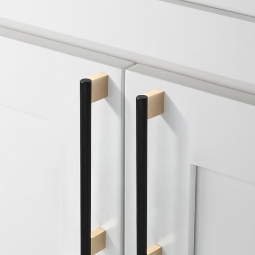 6 Pack 7.5"(192mm) Black and Gold Cabinet Pulls Knurled Kitchen Cabinet Handles Drawer Pulls Cupboard Hardware for Cabinets - color: Black and Gold, size: 7.5"Hole Center, style: 6 Pack