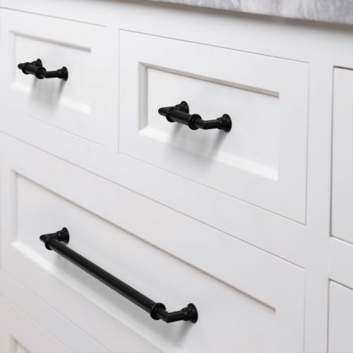 10 Pack Matte Black Cabinet Pulls 3 Inch(76mm) Kitchen Cupboard Handles Solid Heavy Duty Zinc Alloy Drawer Pulls - color: Matte Black, size: 3" Hole Center