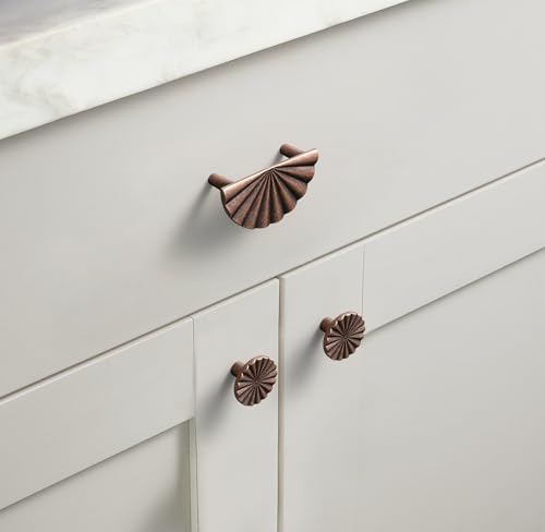 Goo-Ki 2.5''Hole Centers Antique Copper Cabinet Pulls, Retro Accessible Luxury Zinc Alloy Drawer Pulls with Fan-Shaped,6 Pack - color: Antique Copper, size: 2.5'' Hole Centers Fan-Shaped Pull