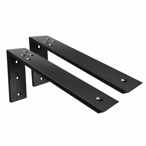 Countertop Support Brackets 2 Pack L Bracket Countertop Brackets 14" x 6" x 2.5" Heavy Duty 3/8" Thick Shelf Brackets Metal Corbels L Shape Bracket for Wood Shelf/Quartz/Granite/Concret Countertops - size: 14 Inch, style: Black-2 Pack